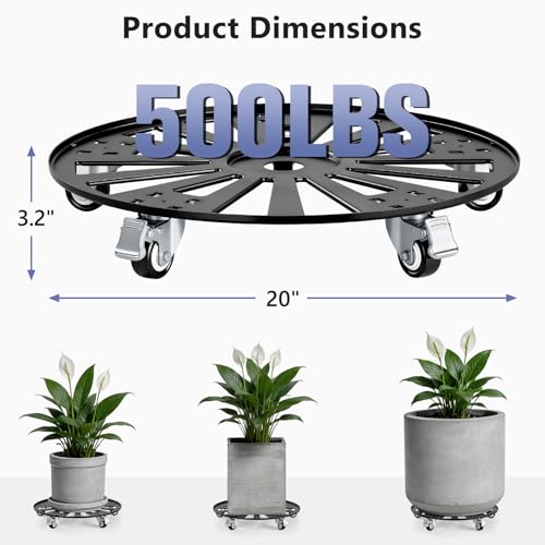 KEDSUM 20 in Plant Caddy with Wheels, Anti-Rust & Anti-Slip, 500LBS - size: 20"