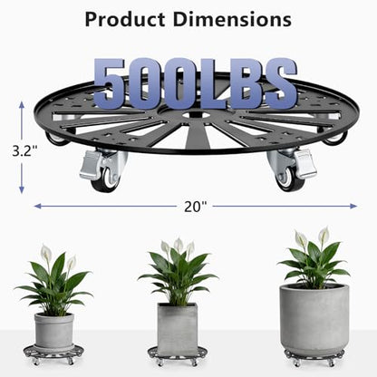 KEDSUM 20 in Plant Caddy with Wheels, Anti-Rust & Anti-Slip, 500LBS - size: 20"