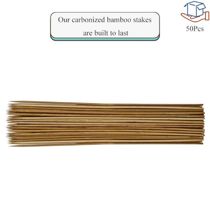 HAHIYO 12Inches 50Pcs Natural Carbonized Bamboo Plant Stake Wood Garden Stake Bamboo Rod Wooden Plant Support Floral Stick for Orchid Tomato Potted Indoor Outdoor Gardening - size: 12In-50P