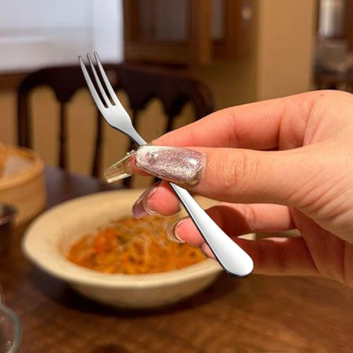 Crab Stainless Steel Forks,Small Appetizer Fork 3 Prong Tasting Escargot Forks Portable Cocktail Salad Fruit Forks for Kitchen Accessory Wedding Party,Set of 12, 4.8 Inches