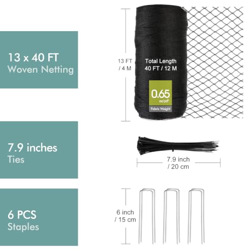 Bird Netting for Garden, Fetanten 13 x 40 FT Netting for Garden Protection - size: 13 x 40FT