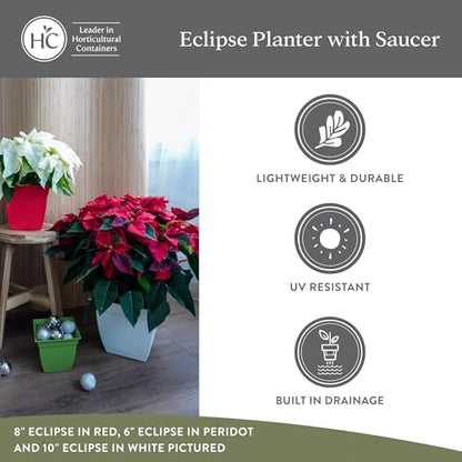 The HC Companies Eclipse Square Planter Pot, 10 Inch, Warm Gray, 2-Pack - color: Warm Gray, size: 10", style: Pack of 2