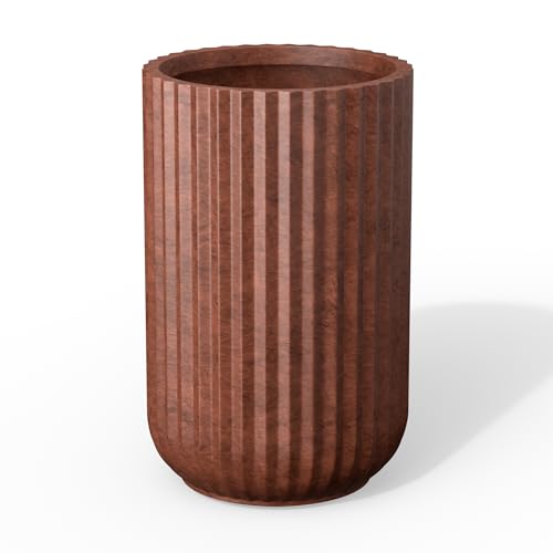 Kante Large Round Column Rusty Concrete Planter 21.7" Tall, Outdoor - color: Rusty, size: 14"w x 21.7" h