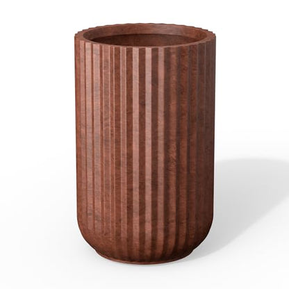 Kante Large Round Column Rusty Concrete Planter 21.7" Tall, Outdoor - color: Rusty, size: 14"w x 21.7" h