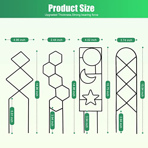Wellsign 15.94Inch Plant Trellis for Climbing Plants Indoor Outdoor - size: Black-Metal-Trellis02