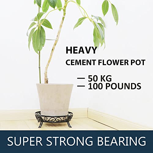 Yimobra Metal Plant Stand for Outdoor Indoor, Heavy Duty Flower Pots Holder Rustproof Wrought Iron Planter Stands Garden Round Supports Rack for Planter 11.8 Inches, Bronze Brown