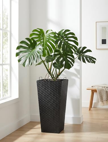 Sziqiqi Black Metal Taper Planter with Inner Pots, Indoor Planter Pots