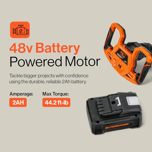 SuperHandy Earth Auger Power Head w/Steel 6"x30" Bit Ultra Duty Eco-Friendly Electric Cordless Lithium-Ion Battery & Charger for Earth Burrowing/Drilling & Post Hole Digging (Earth Auger 6" Set)