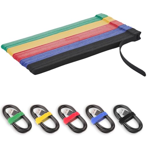 Reusable Hook and Loop Cable Ties, Multicolor, 10 Inch, 50 Pack - color: 10 Inch 100 Pcs