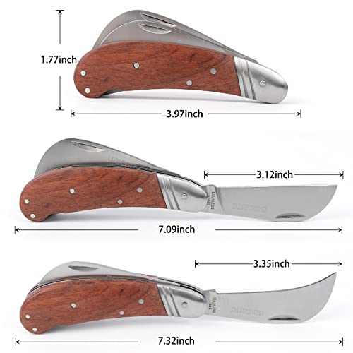 Bigger Double Blade Multi-Purpose Folding Garden Knife with Curved Hawkbill Blade – Perfect for Gardening, Camping & Gifts