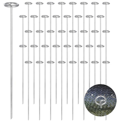 40 PCS Landscape Staples 8 inch, 8 Gauge Landscape Fabric Pins, Galvanized Circle Top Garden Stakes for Landscaping and SOD, Anti-Rust G-Shaped Weed Barrier Pins - size: 8"L x 1"W