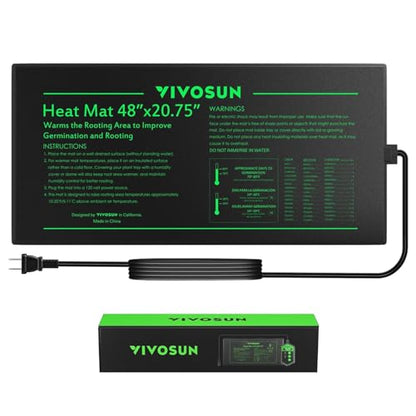 VIVOSUN 48" x 20.75" Durable Waterproof Seedling Heat Mat - size: 48"x20.75"