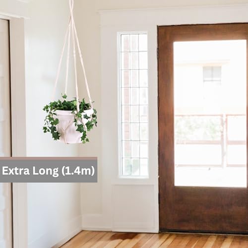 Giant XXL 55 Inches Macrame Planter Hanger Large for 15 inch Pot - color: Beige
