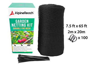 AlpineReach Garden Netting 7.5 x 65 ft, Black Heavy Duty Bird Net - color: Black, size: 7.5ft x 65ft