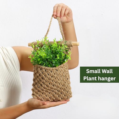 2 Packs Macrame Wall Planters with Faux Eucalyptus, Wall Decor - color: Jute
