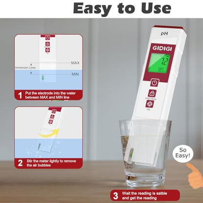 Digital pH Meter, 2 in 1 pH Temp. ATC Tester Pen for Water