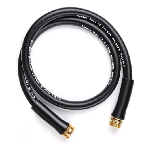 Garden Hose,3/4" Male Female Fittings,4.2ft x 5/8" Flexible Water Hose,Lightweight Rubber Hybrid Hose,No Kink,Leakproof,Black - size: 4.2ft Male Female - 1 pack