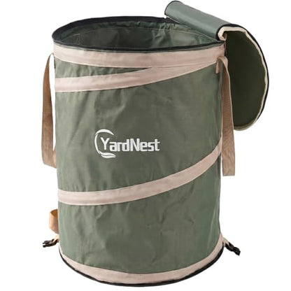42 Gallon Collapsible Pop-Up Trash Can,Leaf Bag,22"x26",Green