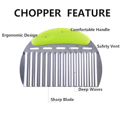 Crinkle Cutter French Fry Cutter, 2 Pack Stainless Steel Wavy Potato Slicer - color: White & Green