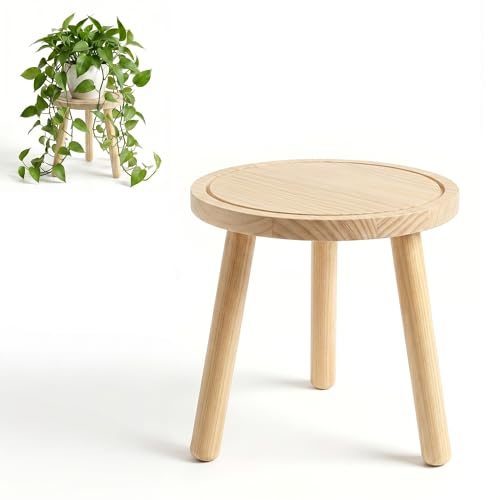 Wood Plant Stands Indoor, Single Plant Stand Modern Plant Table for Large Plants, Wooden Plant Stool Tall Plant Holder Small Round Side/End Table for Living Room Balcony Office (Light Brown) - color: Light Brown