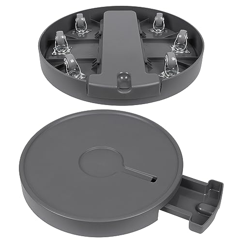 15.7 inch Plant Caddy with Wheels Heavy Duty, Movable Round Rolling Plant Stand Plant Dolly with Invisible Wheels and Water Drawer - color: Gray, size: 15.7inch - 2pcs