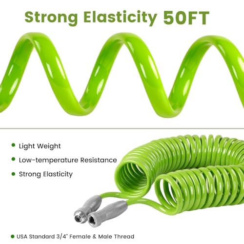 SPECILITE 50 FT 1/2" Polyurethane Coil Garden Hose with Spray Nozzle