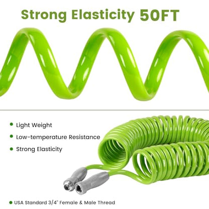 SPECILITE 50 FT 1/2" Polyurethane Coil Garden Hose with Spray Nozzle