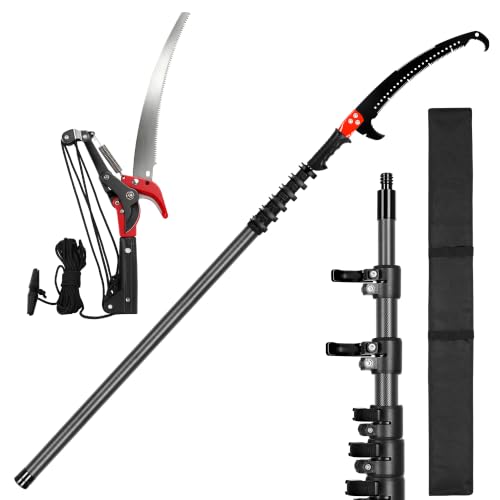 DOBEN 27FT Lightweight Carbon Fiber Manual Pole Saw for Tree Trimming - size: 27 FT