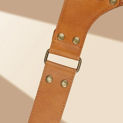 Leather Florist Tool Belt Pouch 3-Pocket Adjustable for Gardening Carpenter - color: Brownish Yellow