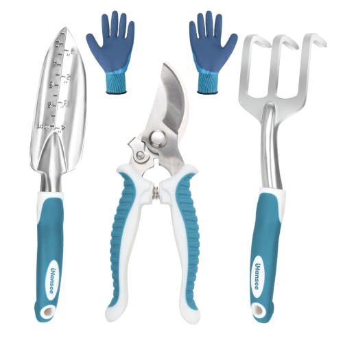 Blue Garden Tools 4-Piece, Aluminum Alloy Gardening Hand Tool Set - color: blue-4pcs