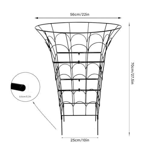 27.5in Snake Plant Support Stakes,M Shape Design Hydrangea Support - color: Black, size: 27.5"x22"