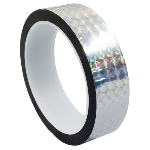 Jiozermi 1in Self-Adhesive Holographic ReflectiveTape,Silver,55Yard - size: 1 Inch x 55 Yard