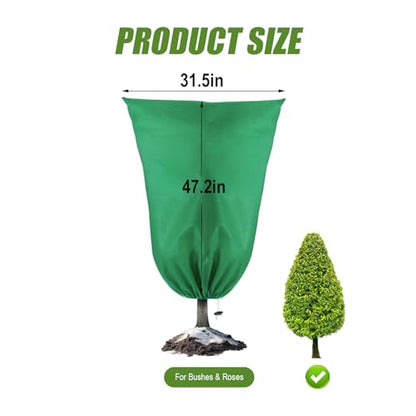 5Pcs Plant Frost Protection Covers 31.5x47.2 Inches – Reusable Breathable Freeze Blankets with Drawstring, Waterproof Non-Woven Fabric Frost Cloth for Winter Plant, Shrub, Tree, and Garden Protection - style: Medium