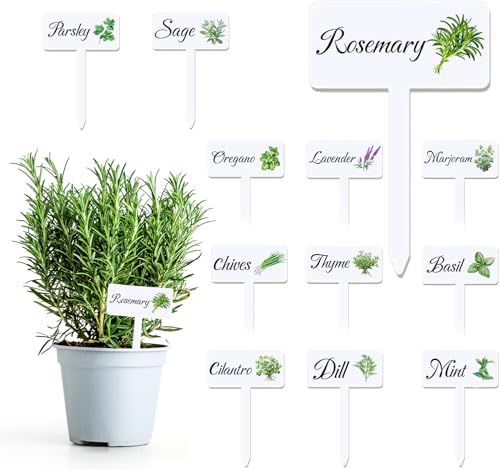 Acrylic Plant Labels 12 Styles with Herb Names for Garden Herbs - color: White, size: 2.7 x 4 inch