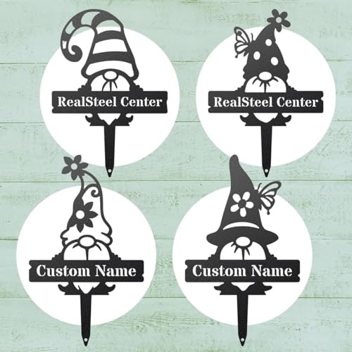 RealSteel Custom Gnome Plant Markers – Small Metal Garden Stakes for Herbs, Fruits & Vegetables | Weatherproof Seed & Plant Labels for Outdoor Gardens, Greenhouse & Farmhouse Decor | Type 2 - size: Small, style: Type 2