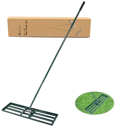 Yesker Lawn Leveling Rake 36 Inch for Soil Yard Leveling Rake with 36"x10" Ground Plate 72" Steel Handle Effort-Saving Heavy Duty Ground Leveler Tool for Backyard Garden Farm Golf Course Landscaping - size: 36 inch
