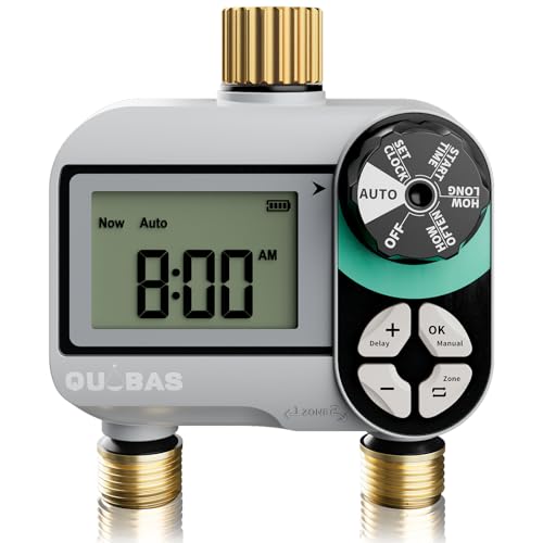 QUOBAS Brass Sprinkler Timer, Programmable Water Hose Timer for Garden Hose - size: Interval Program 2 Zone