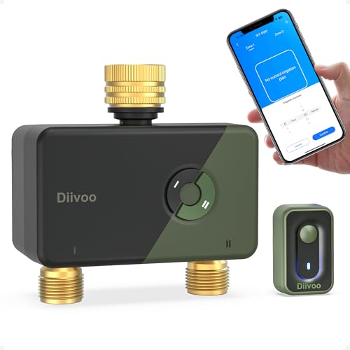 Diivoo Brass WiFi Sprinkler Timer 2 Zone for Garden Hose Remote Control - size: 2 Outlets