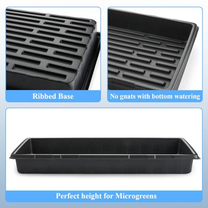 10-Pack Heavy-Duty 1020 Seed Trays No Holes, Thick Plastic Plant Flats - color: Black, size: 10-Pack No-Hole 1020 Trays