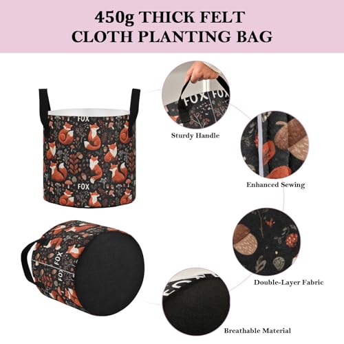 7 Gallon Grow Bags 1 Pack Plant Fabric Pots Flower Nursery Garden Vegetable Small Plant Pot 14.2 x 9.8 in Large Indoor Planter with Handles Black Foxes Mushrooms - color: Black Foxes Mushrooms, size: L14.2x9.8in