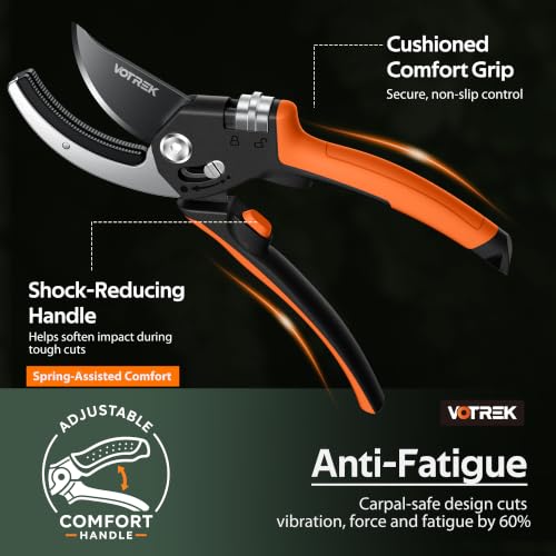 Anvil Pruning Shears, 3/4" Cut Capacity Garden Clippers Heavy Duty - color: Orange