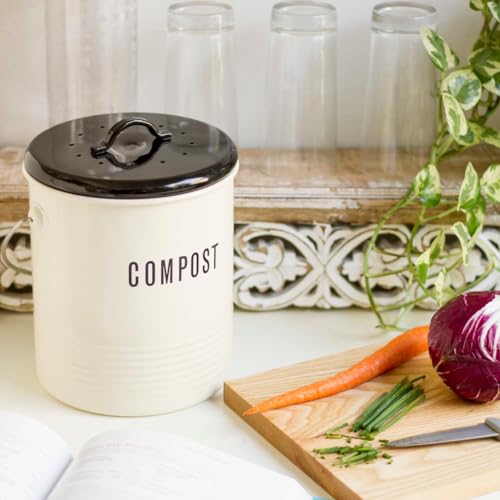 Now Designs Vintage Compost Bin, Ivory - color: Vintage