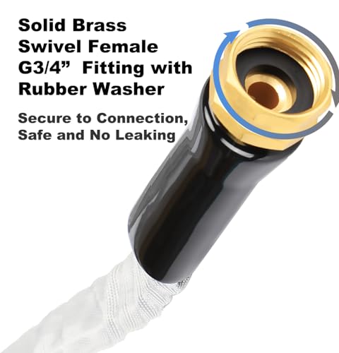 YOTOO Garden Hose 75FT, Lightweight, Durable, Flexible, Non-Expanding, Kink-Free Water Hose with Solid Brass Fittings for Outdoor, Watering flants and flowers, Car Wash, Gray - size: 75 FT