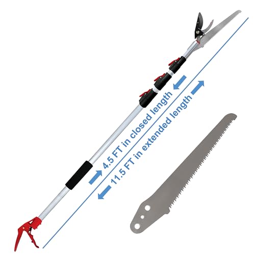 4 Section Extendable Tree Pruner & Pole Saw with Cut and Hold