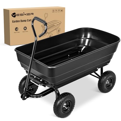 Yesker Garden Carts - 900lbs Dump Wagon with All Terrain Inflatable Wheels for Yard Lawn Farms Gardening - Heavy Duty Utility Outdoor Hauling Wheelbarrow - size: PVC 900Lbs