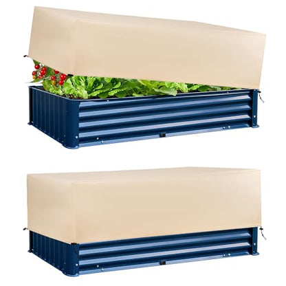 Plant Freeze Protection Cover 2 Pack with Elastic Drawstring, 3.54 oz/yd² Winter Frost Blanket Cloth Planter Box Covers for Raised Garden Bed Outdoor Flowers Potted, 43.3 x 15.7 x 17.7INCH - size: 43.3 x 15.7 x 17.7 INCH
