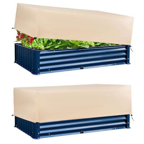 Plant Freeze Protection Cover 2 Pack with Elastic Drawstring, 3.54 oz/yd² Winter Frost Blanket Cloth Planter Box Covers for Raised Garden Bed Outdoor Flowers Potted, 43.3 x 15.7 x 17.7INCH - size: 43.3 x 15.7 x 17.7 INCH
