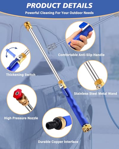Jet Nozzle Power Washer for Garden Hose, High Pressure Hose Nozzle - color: Blue