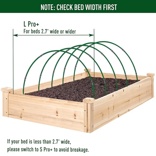 MAXPACE Greenhouse Hoops Kit, DIY 8ft Grow Tunnel, Fits Raised Garden Beds 2.7ft Wide & Up, 25 Pcs Rust-Proof Fiberglass Frame Support Rods for Row Cover, Shade Cloth, Frost Netting & Plant Stakes - size: L Pro+ (for Width: 2.7' and up)