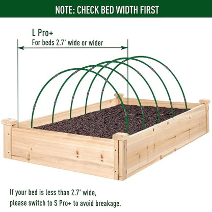 MAXPACE Greenhouse Hoops Kit, DIY 8ft Grow Tunnel, Fits Raised Garden Beds 2.7ft Wide & Up, 25 Pcs Rust-Proof Fiberglass Frame Support Rods for Row Cover, Shade Cloth, Frost Netting & Plant Stakes - size: L Pro+ (for Width: 2.7' and up)